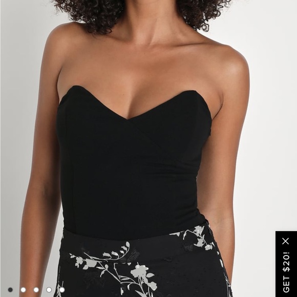 Lulus Tops - NWT Lulu’s Social Sweetie Black Strapless Bodysuit